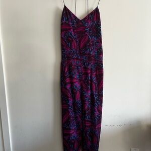 J. Crew Vibrant Pink Floral Silk Jumpsuit